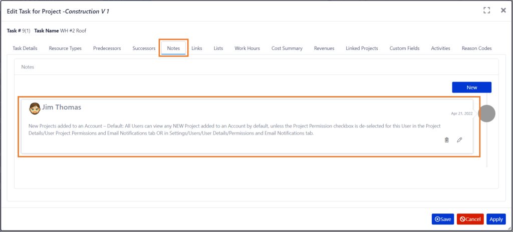 Task Details: Notes, Links and Lists – Exepron Knowledgebase