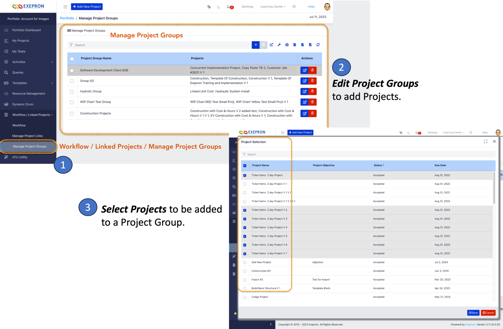 Manage Project Groups – Exepron Knowledgebase